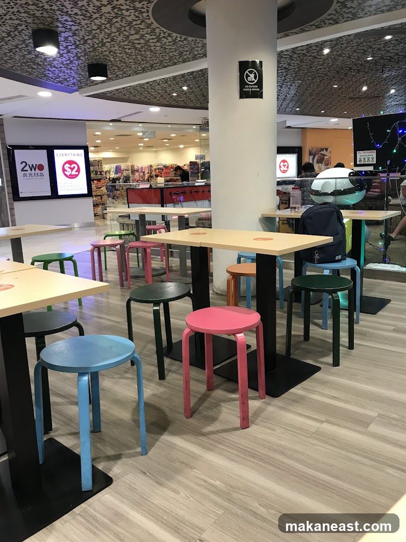 Dining Area with Colorful Stools