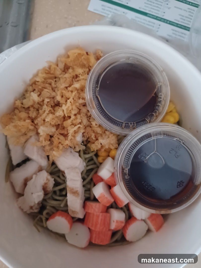 Noodle Bowl with Chicken and Crab Sticks