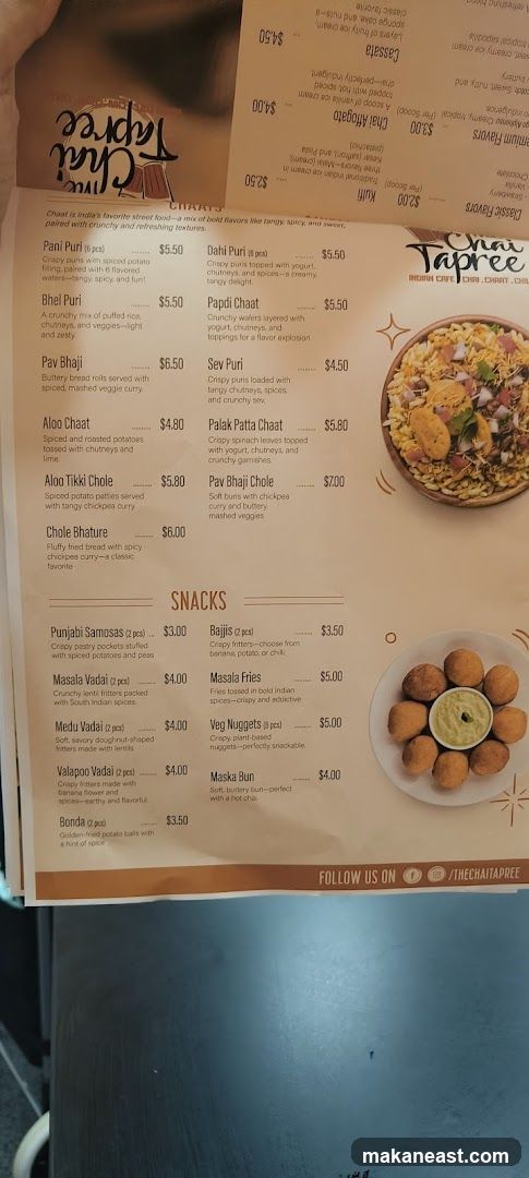 Chai Tapree Menu