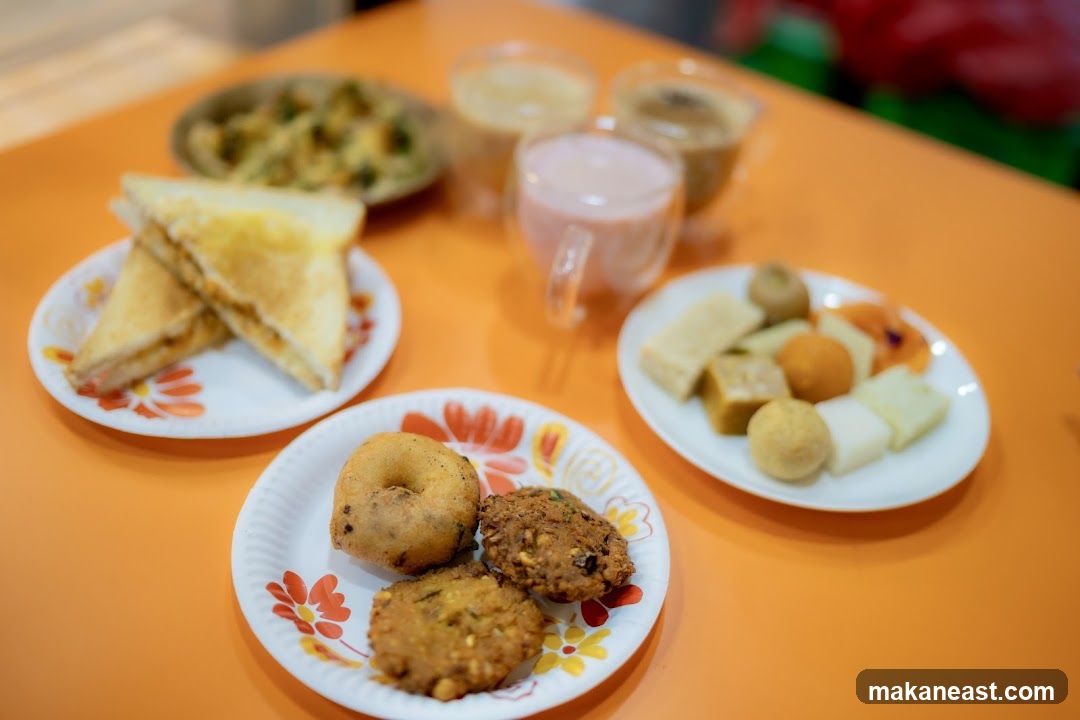 Assortment of Indian Snacks and Drinks