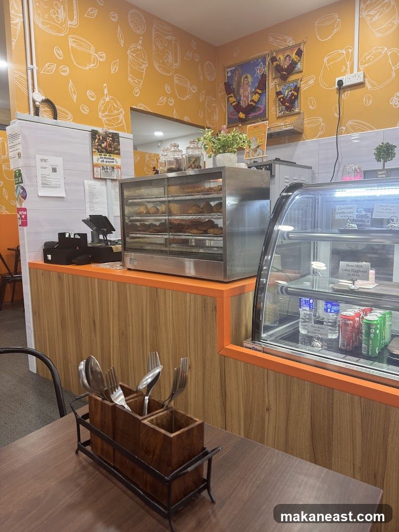 Cafe Interior with Display Cases