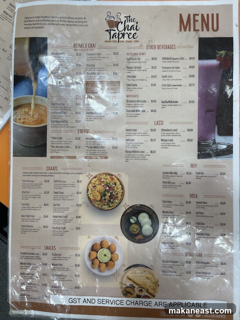 The Chai Tapree Menu