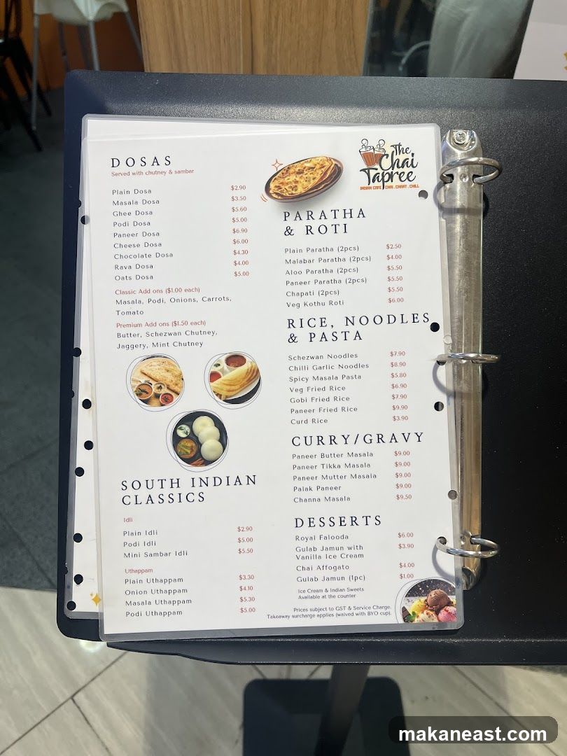 The Chai Tapree Menu