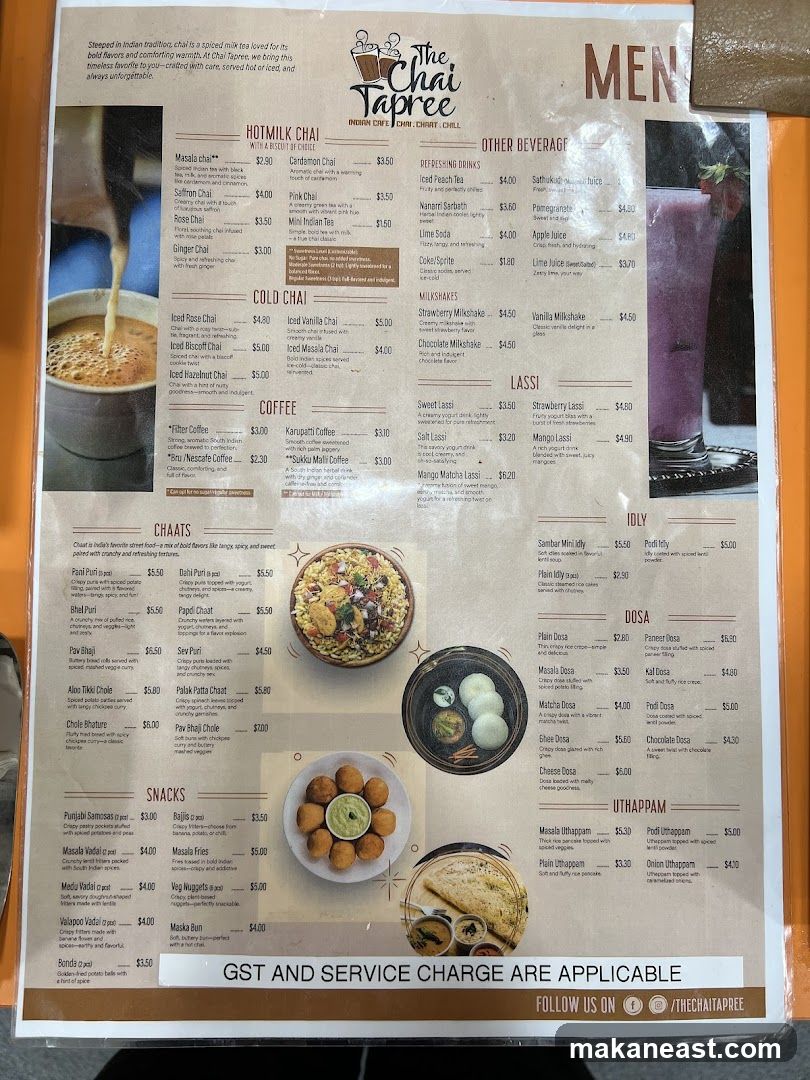 The Chai Tapree Menu