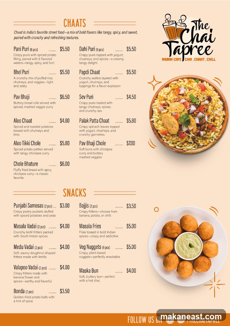 The Chai Tapree Menu