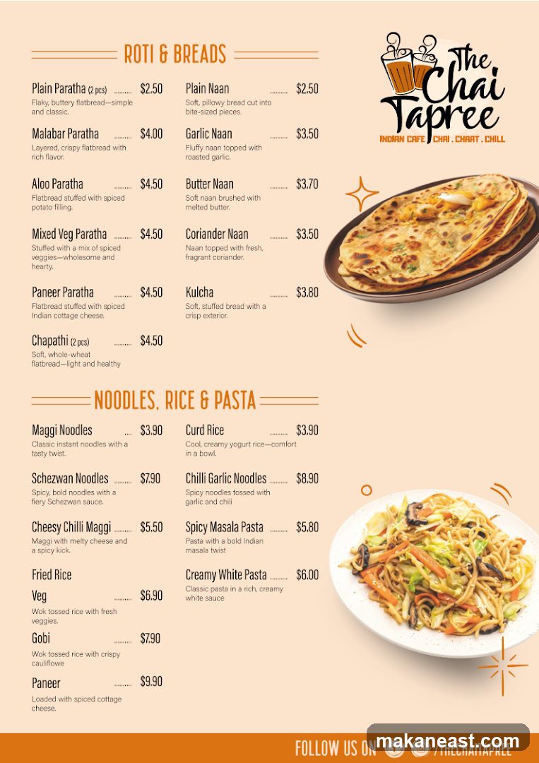 The Chai Tapree Menu