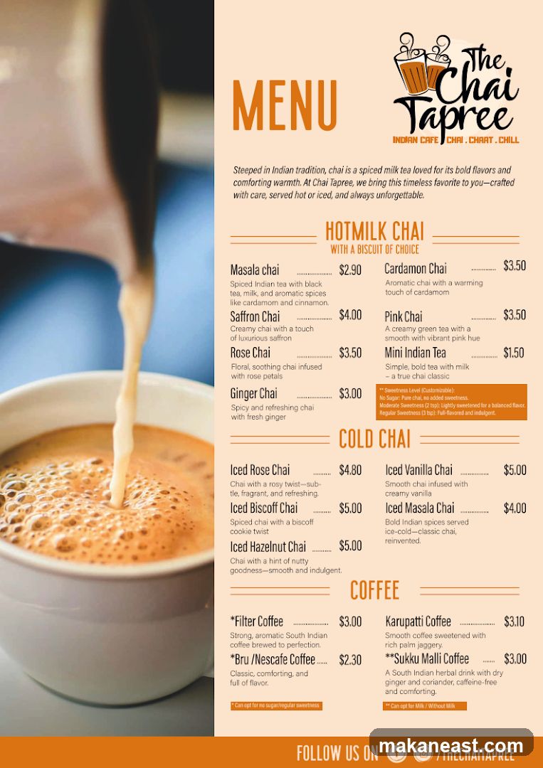 The Chai Tapree Menu
