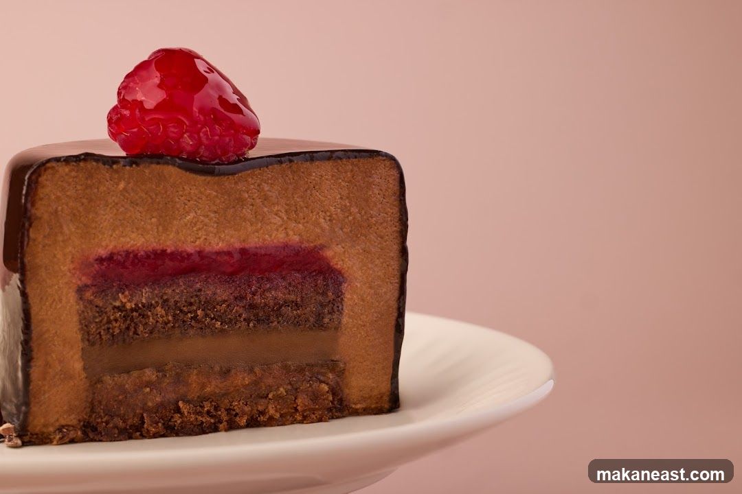 Chocolate Raspberry Mousse Cake Slice