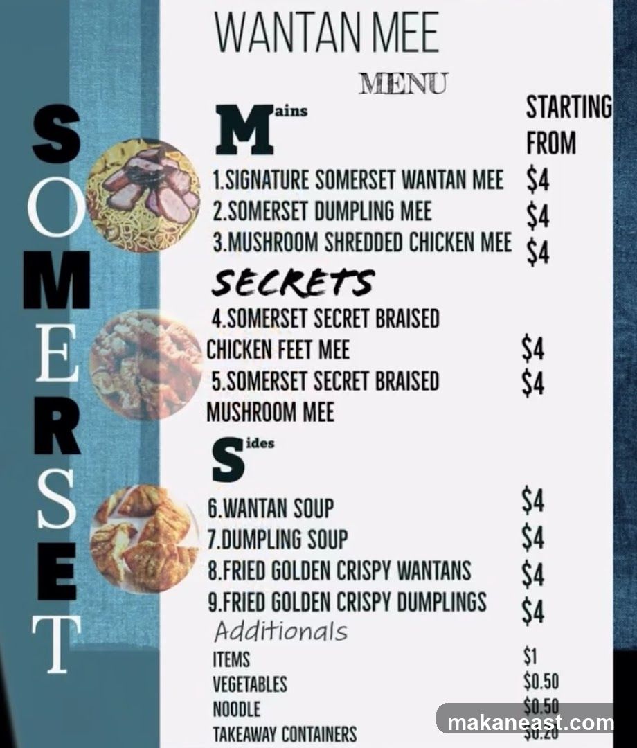 WANTAN MEE MENU