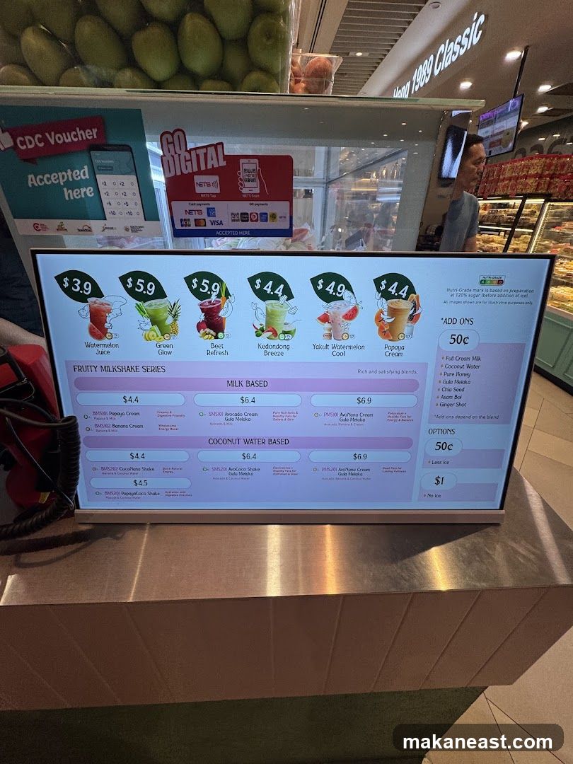 Fruit Shakes Menu