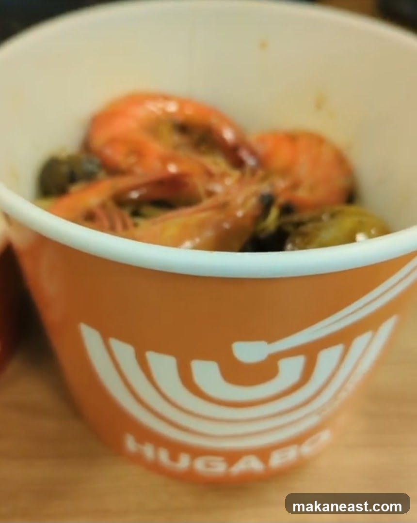 Shrimp dish in a branded container