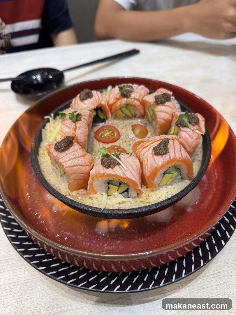 Salmon Sushi Rolls with Sauce