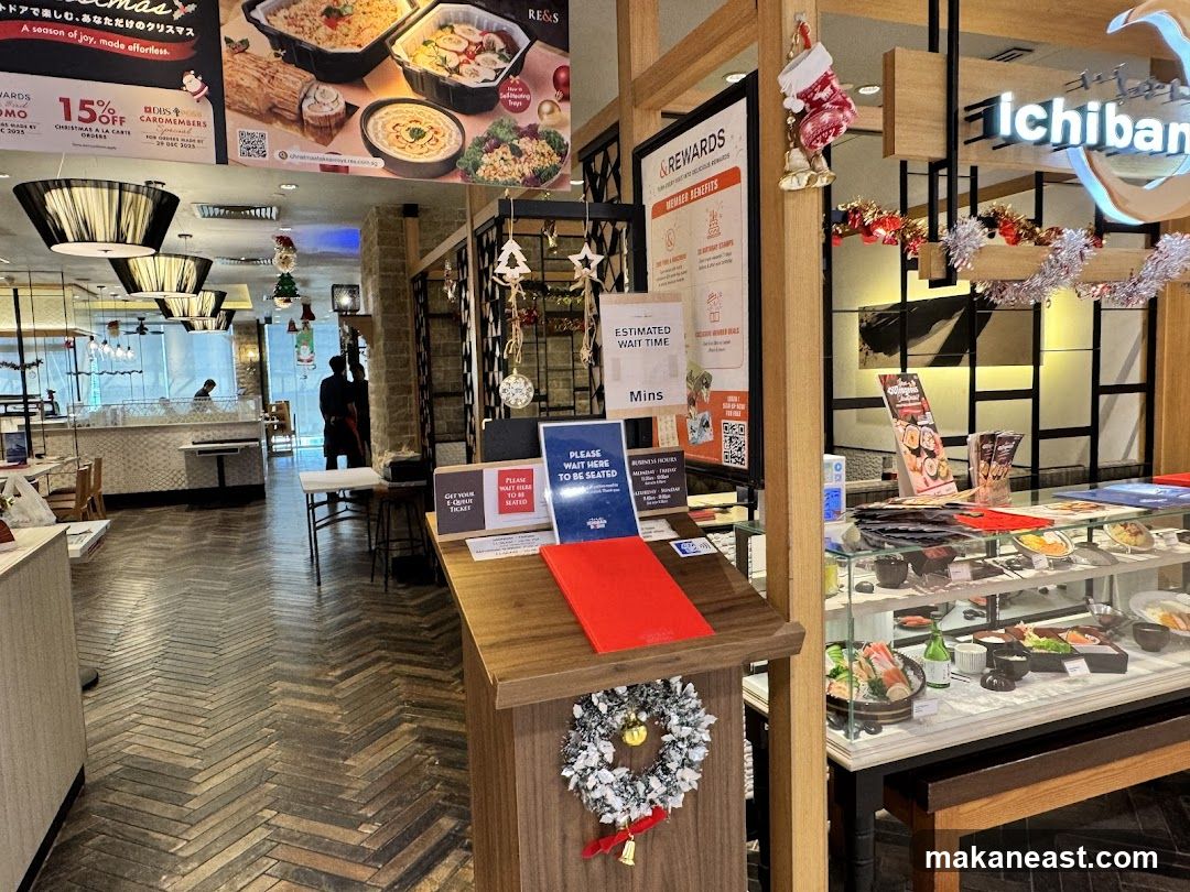 Restaurant Interior with Christmas Decorations