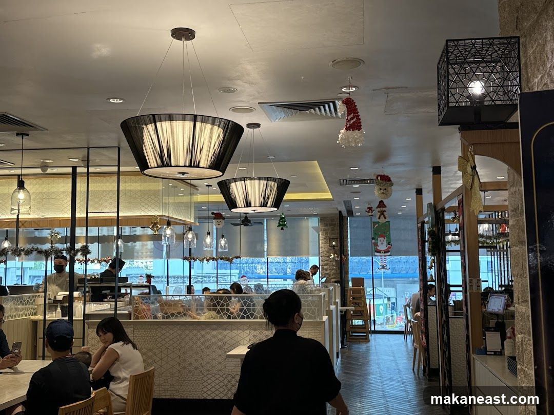 Restaurant Interior with Christmas Decorations