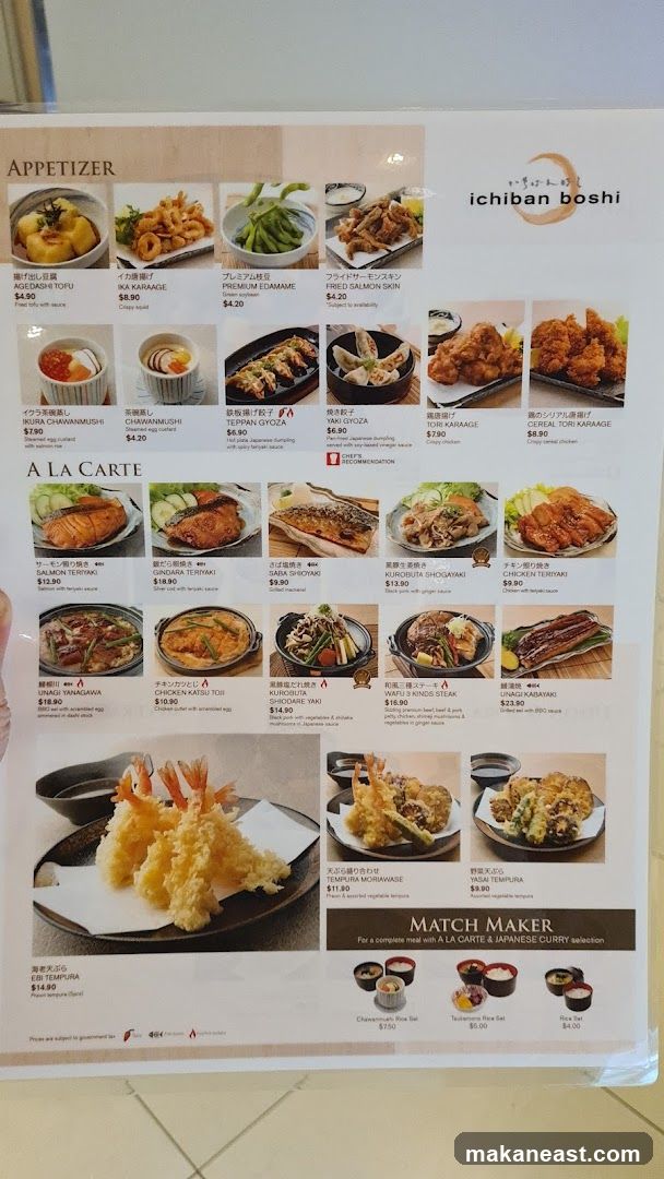 Ichiban Boshi Menu