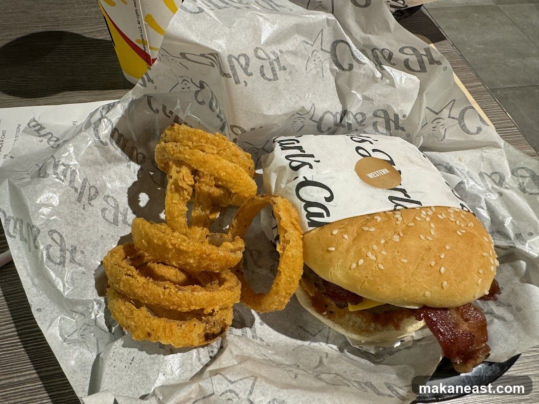 Carl's Jr. Burger and Onion Rings