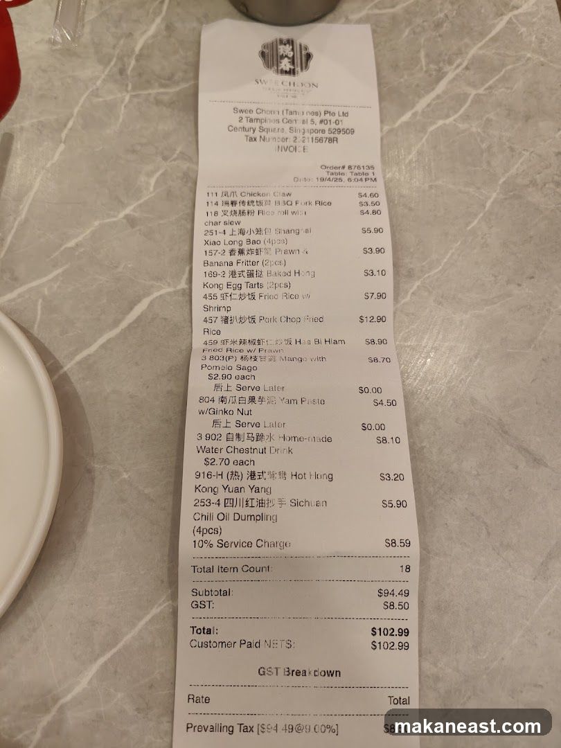 Swee Choon Menu