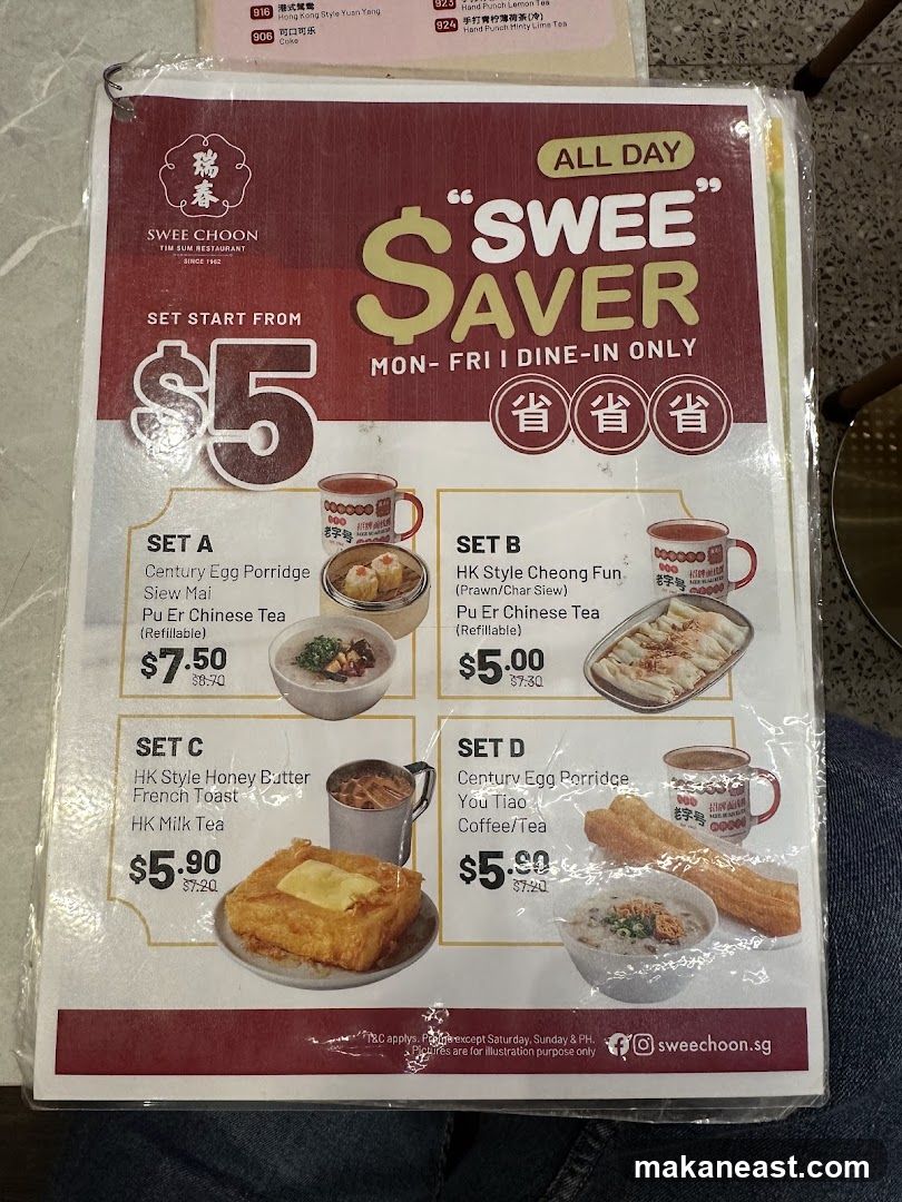 Swee Saver Menu