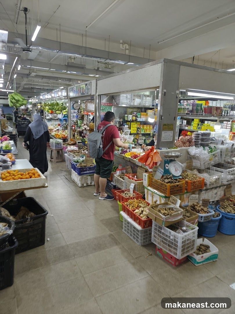 Market stalls with produce