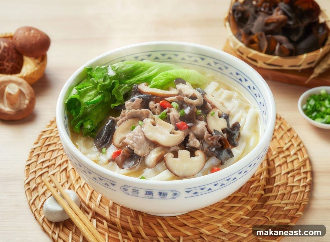 Mushroom and Pork Noodle Soup