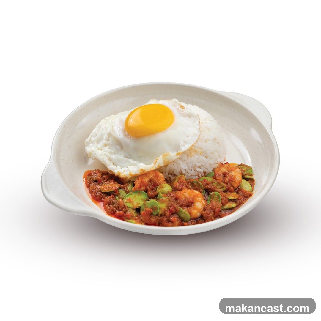 Shrimp and Stink Bean Rice with Fried Egg
