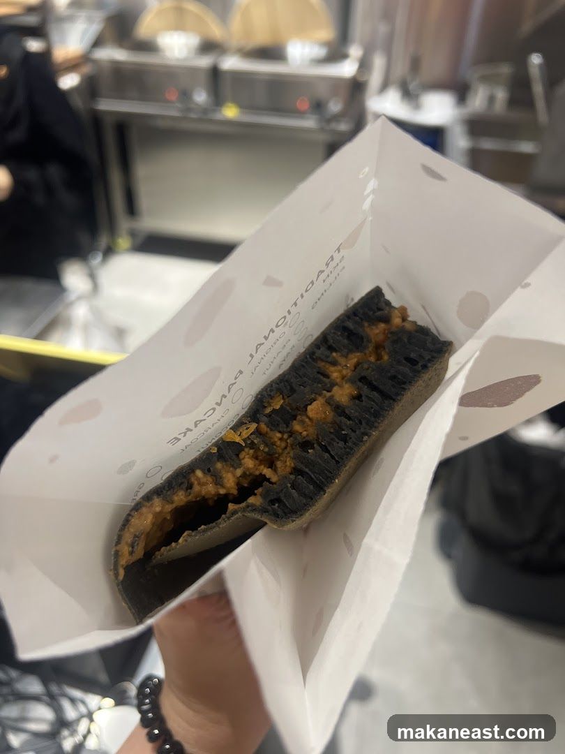 Charcoal Pancake with Peanut Filling