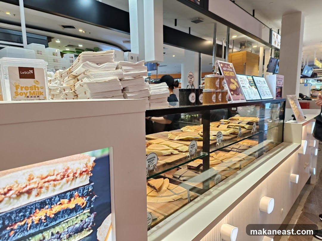 Dessert Counter with Soy Milk and Pastries