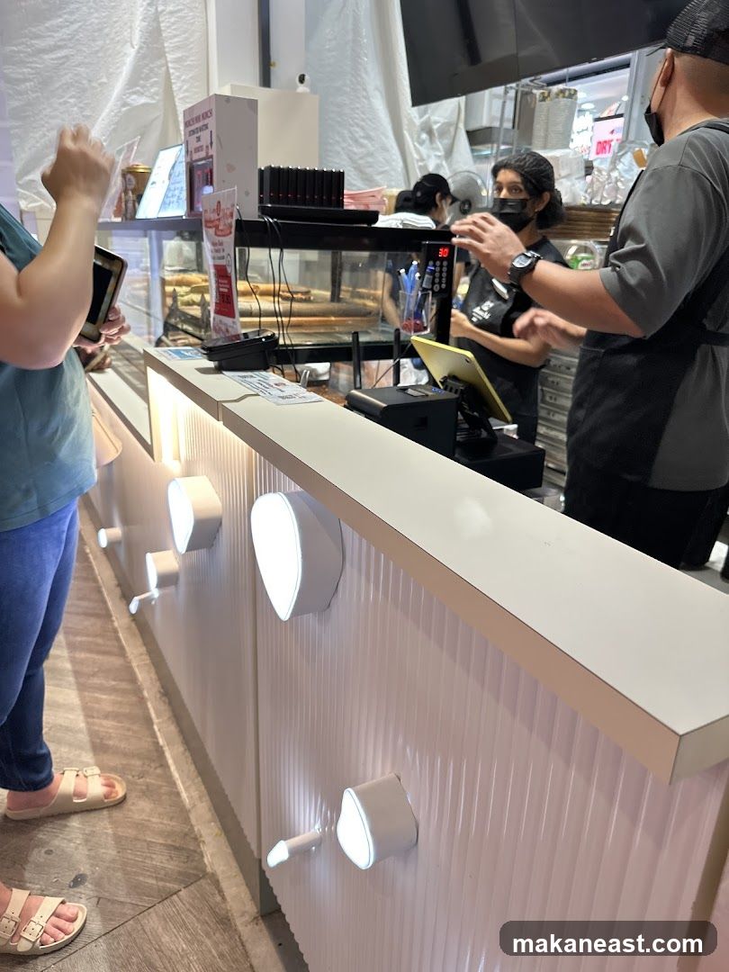 Counter with staff and customers