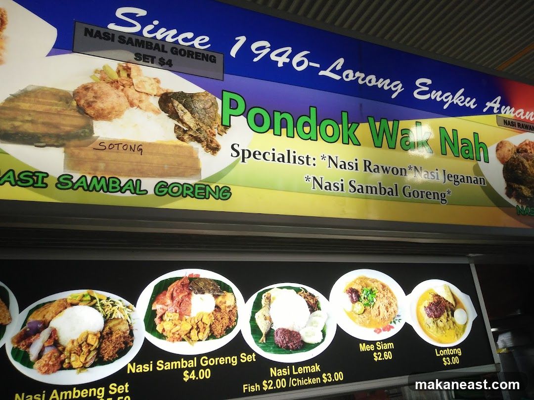 Food stall menu with dishes and prices