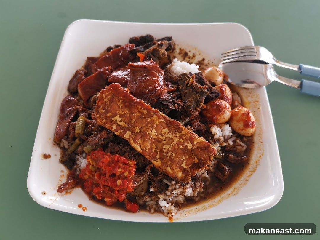 Plate of Food with Rice and Various Toppings