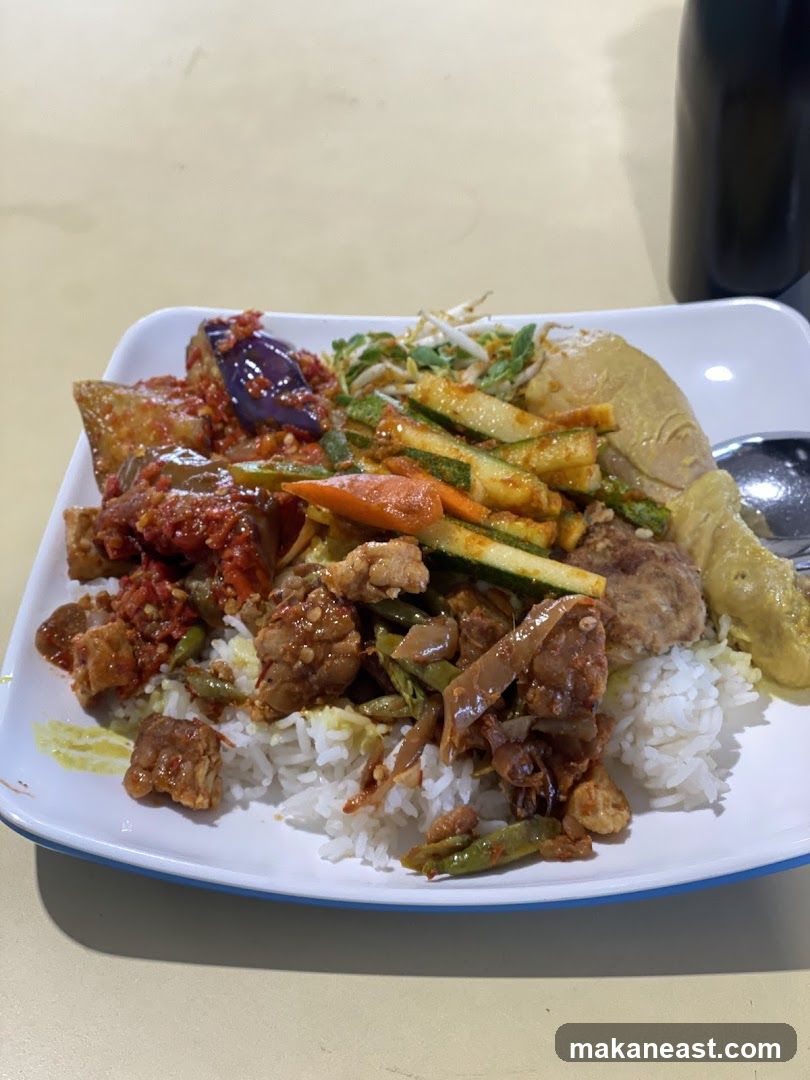 Plate of Rice with Various Dishes