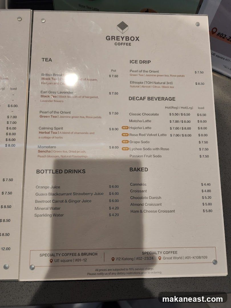 Greybox Coffee Menu