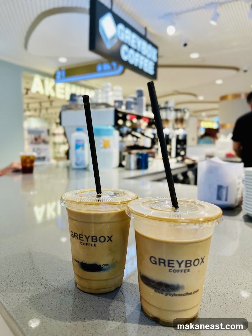 Two Iced Coffees at Greybox Coffee