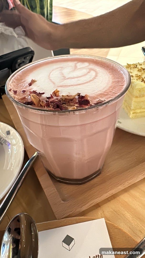 Pink Latte with Rose Petals