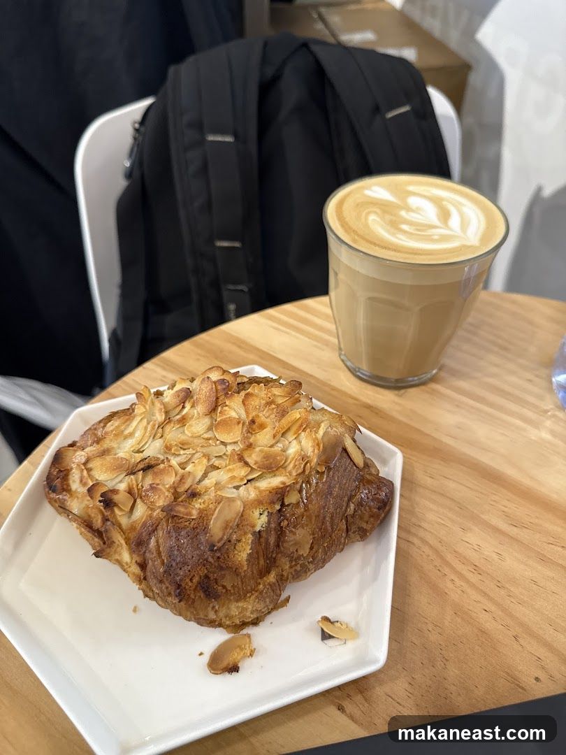 Almond Croissant and Latte