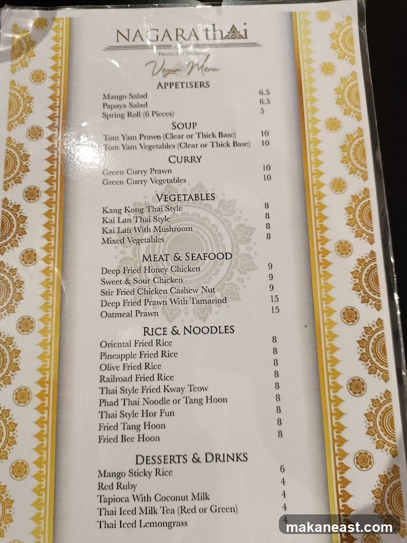 NAGARA thai Vegan Menu