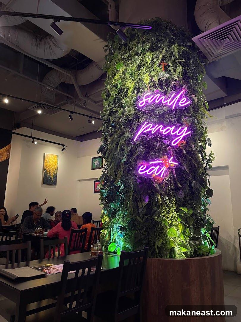 Restaurant Interior with Neon Sign