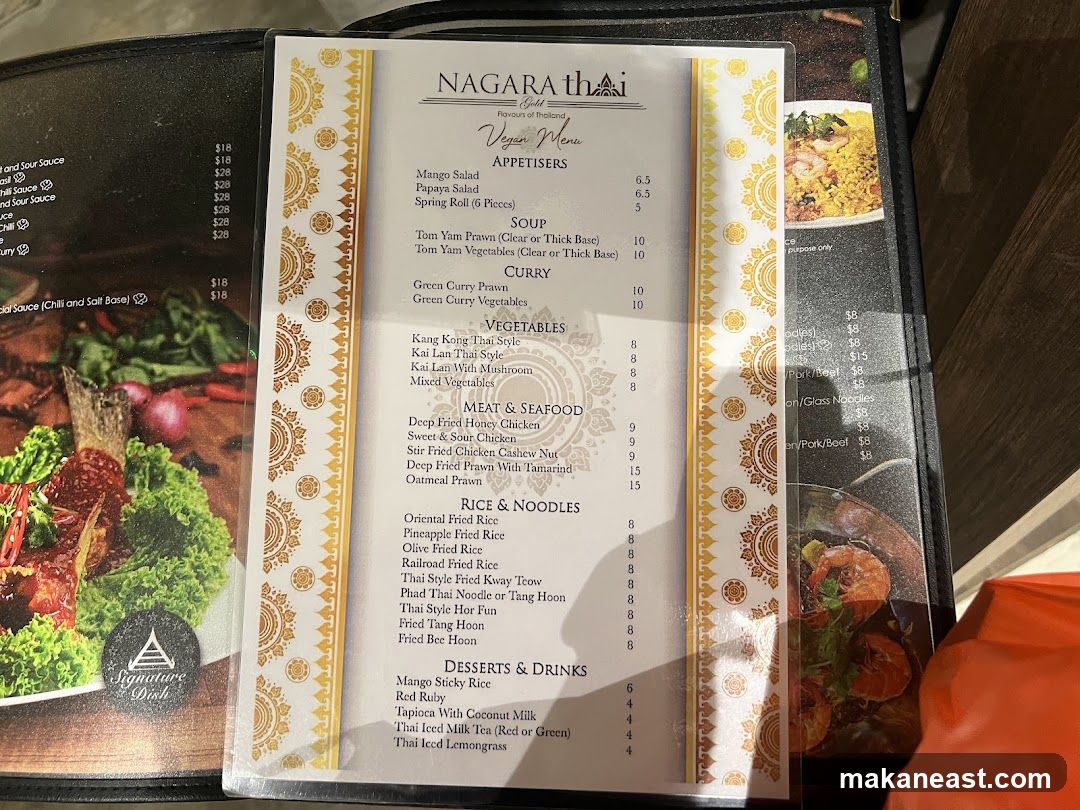 NAGARA thai Vegan Menu