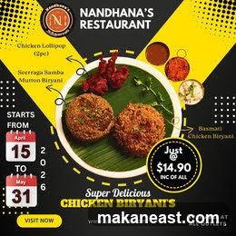 Nandhana's Restaurant Chicken Biryani Promotion