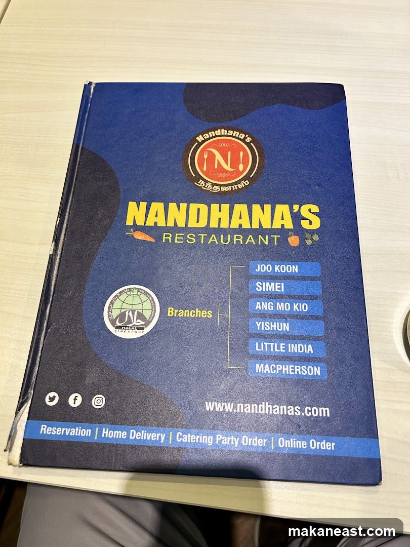 Nandhana's Restaurant Menu