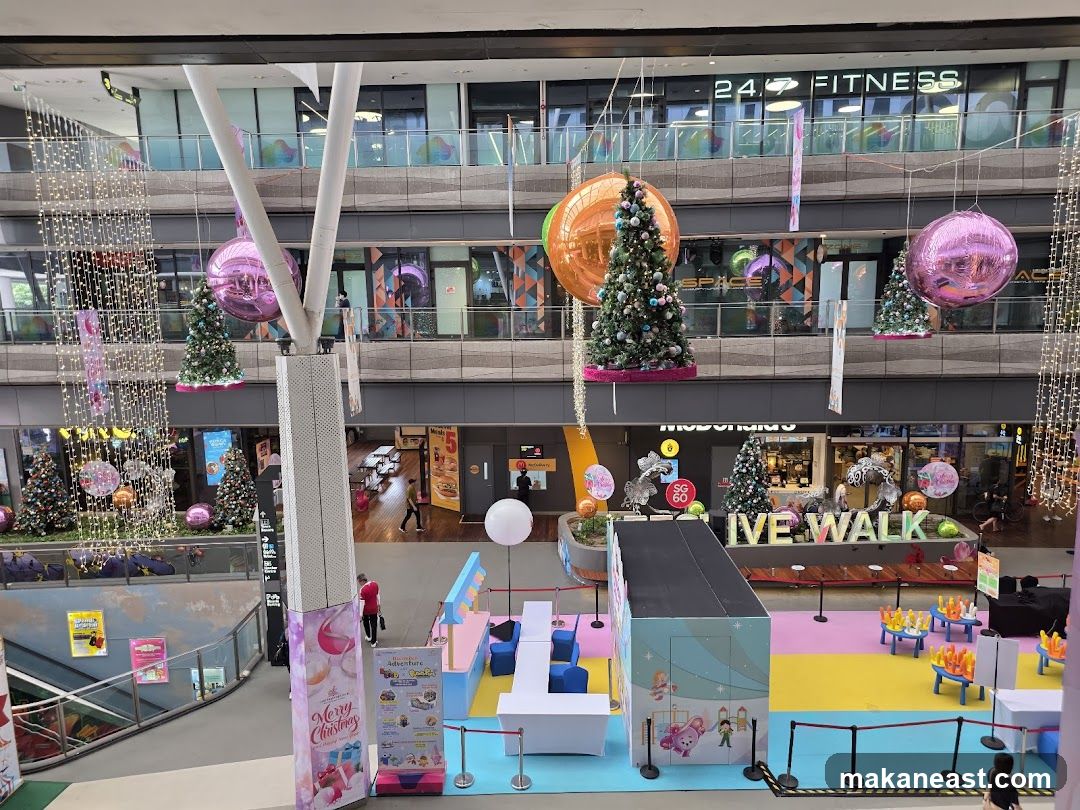 Indoor mall decorated for Christmas