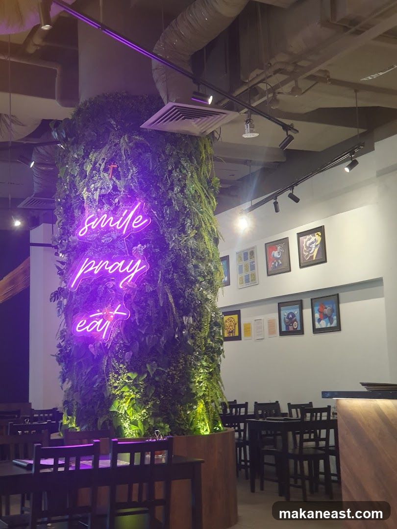 Restaurant Interior with Neon Sign