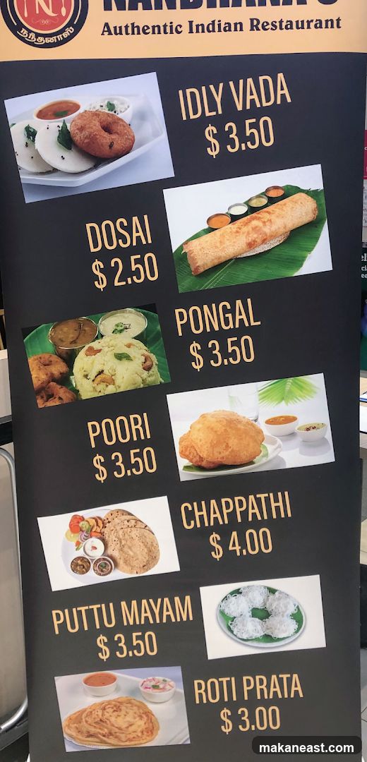 Nandhanas Authentic Indian Restaurant Menu