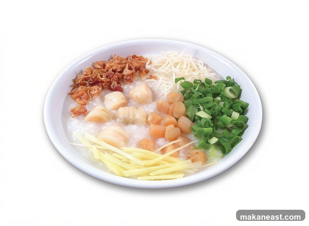 Congee with Scallops and Toppings