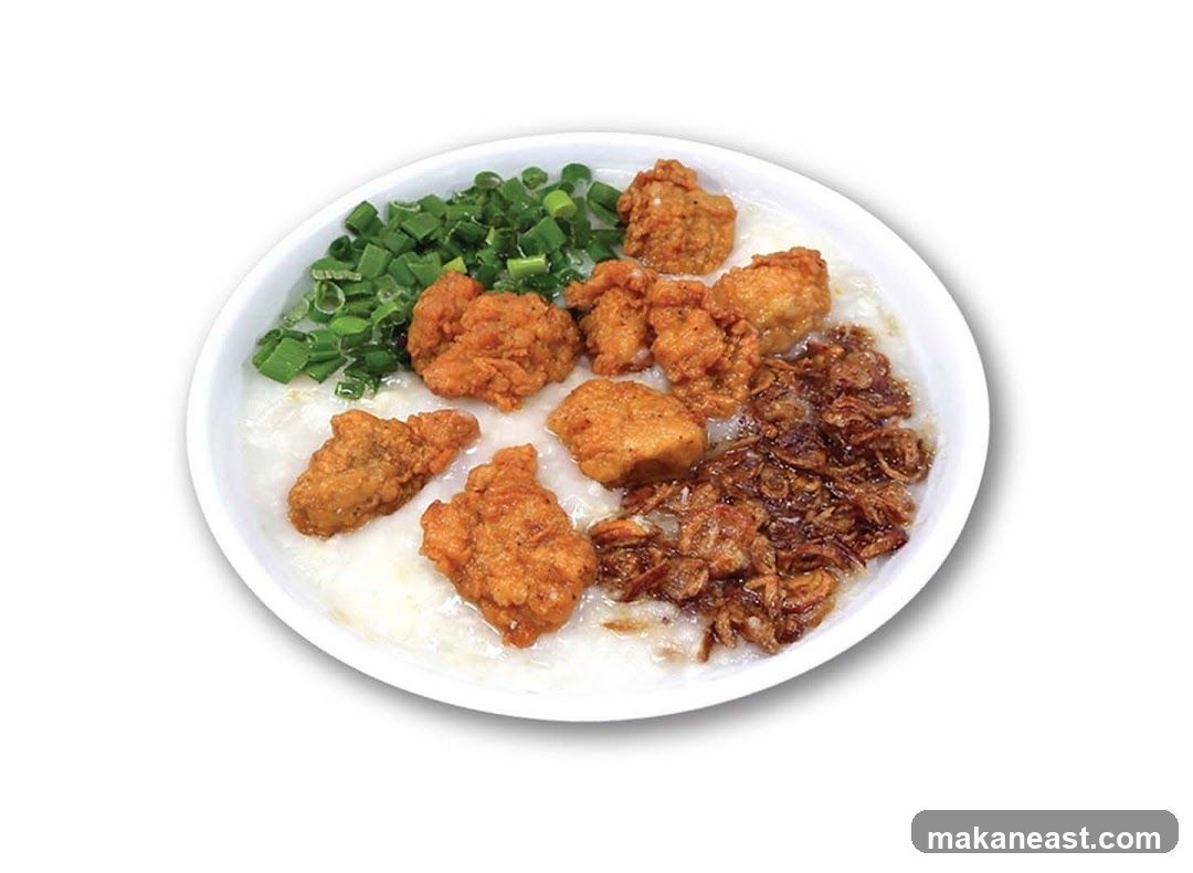 Congee with Fried Chicken and Crispy Shallots