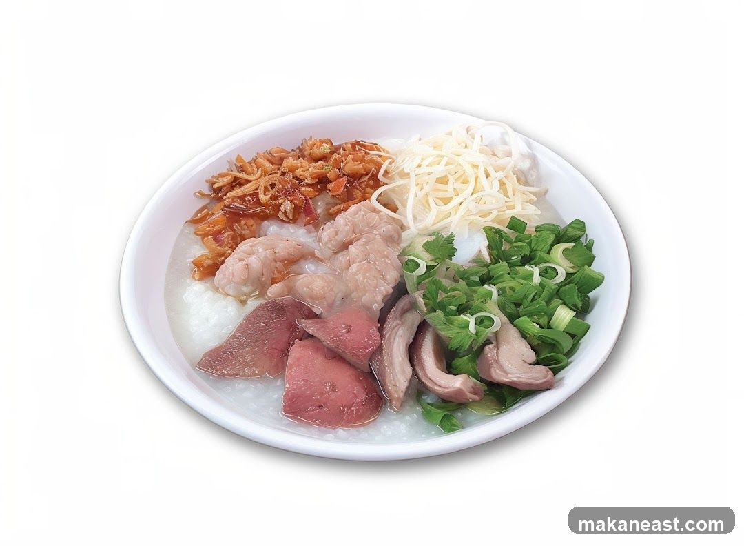 Congee with assorted toppings