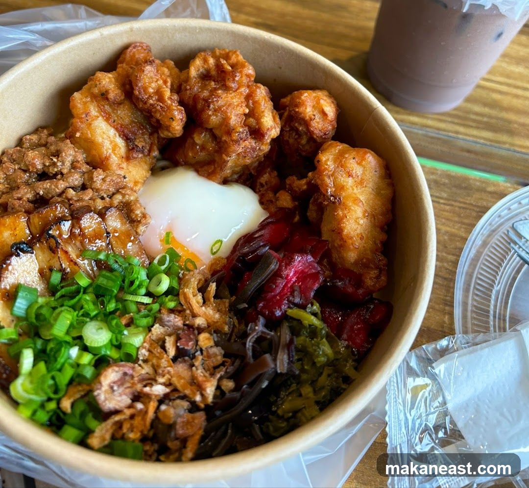 Donburi with Fried Chicken and Egg
