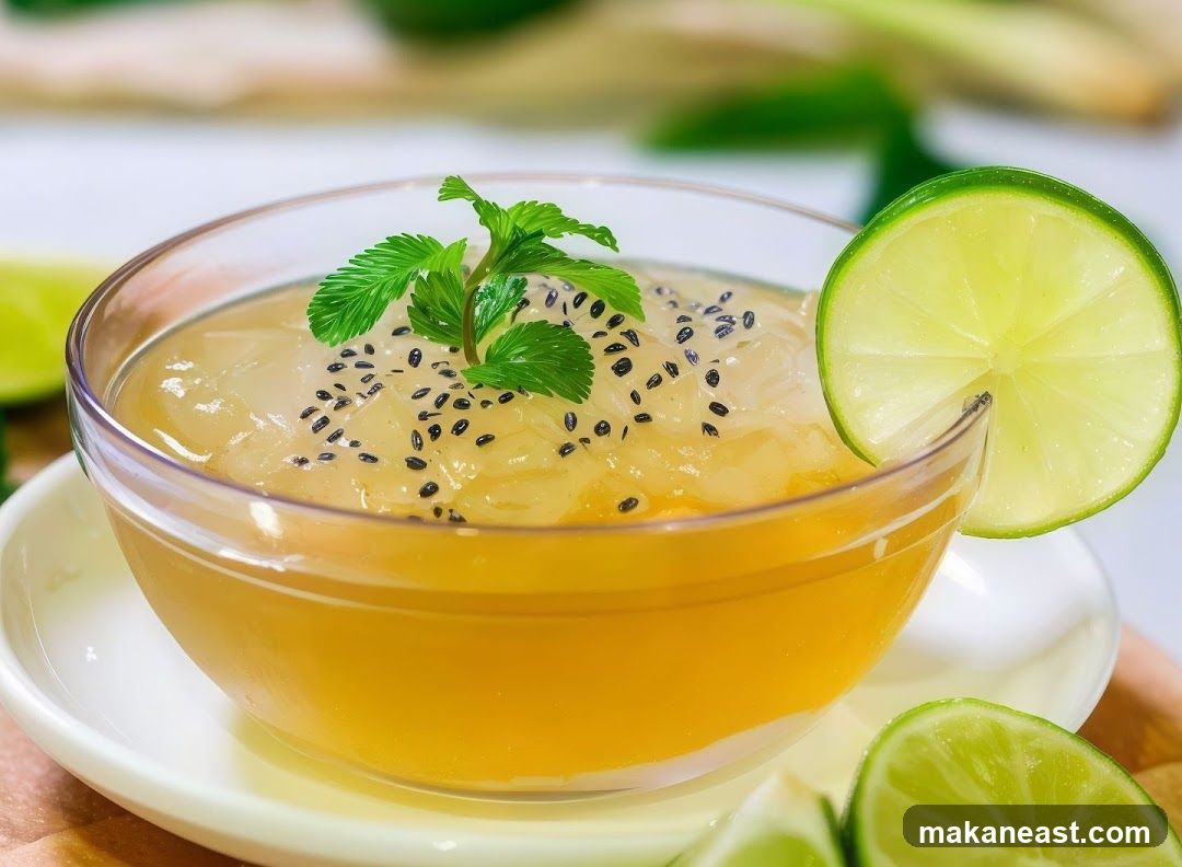 Jelly dessert with lime and mint