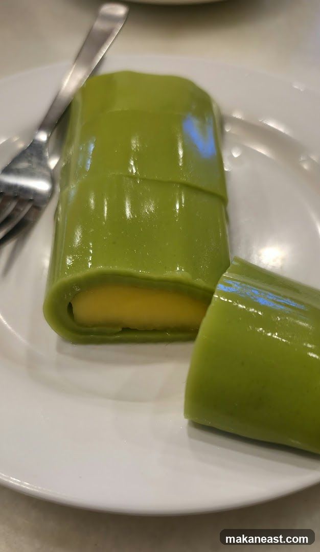 Green dessert with yellow filling