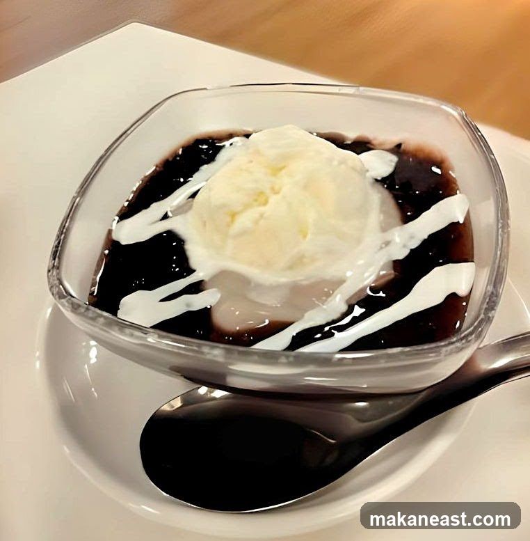 Black Rice Pudding with Ice Cream